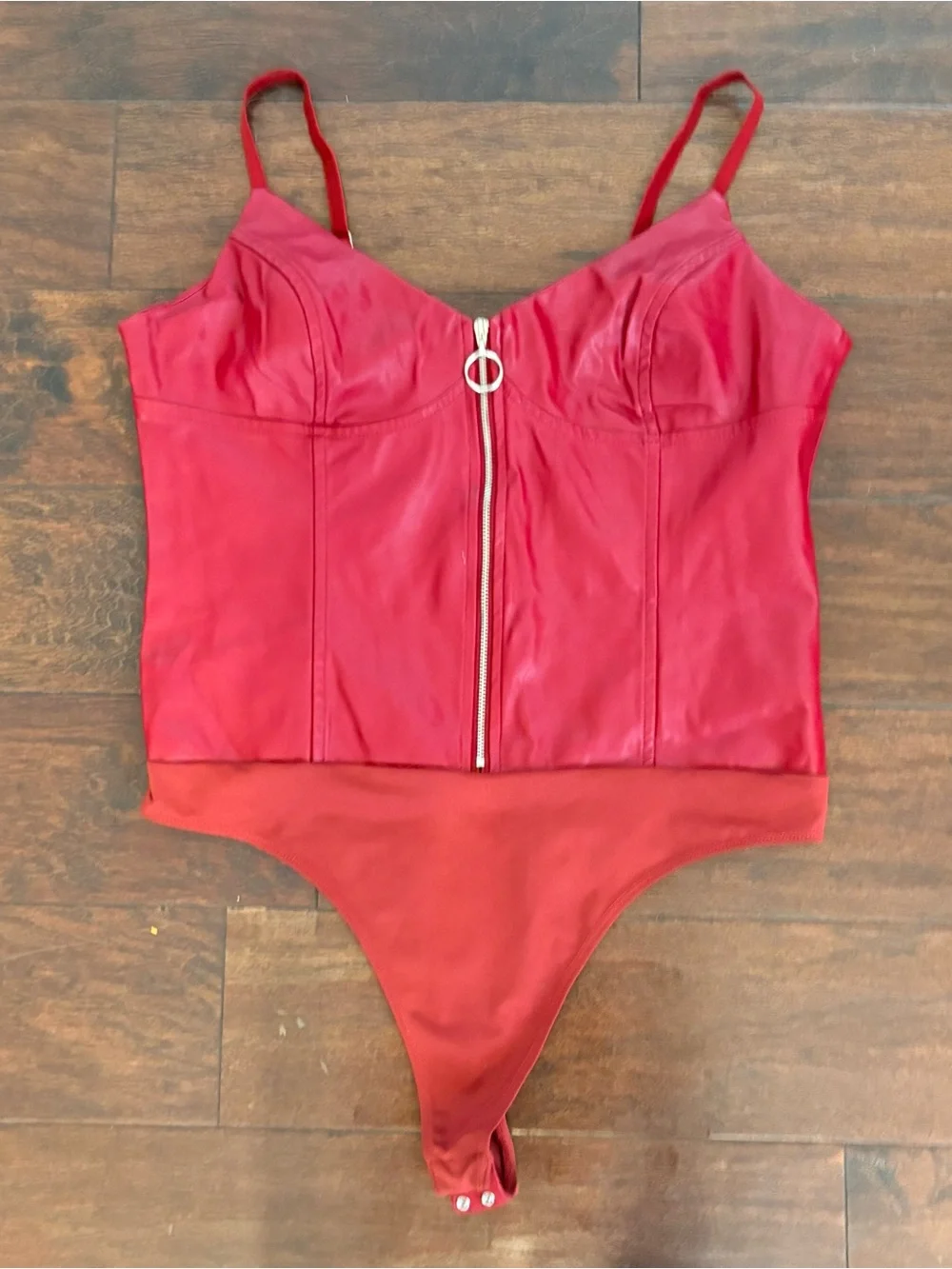 Guess Red Ladies One-Piece Bodysuit with Front Zip